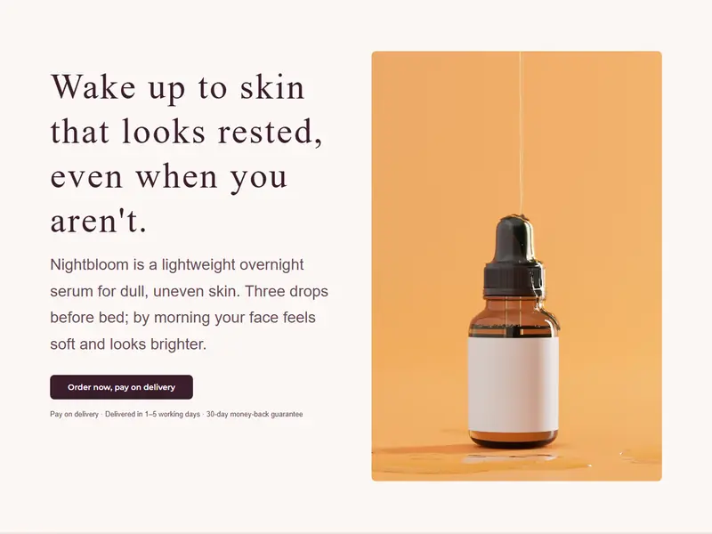 A Lazycom sales page template for skincare